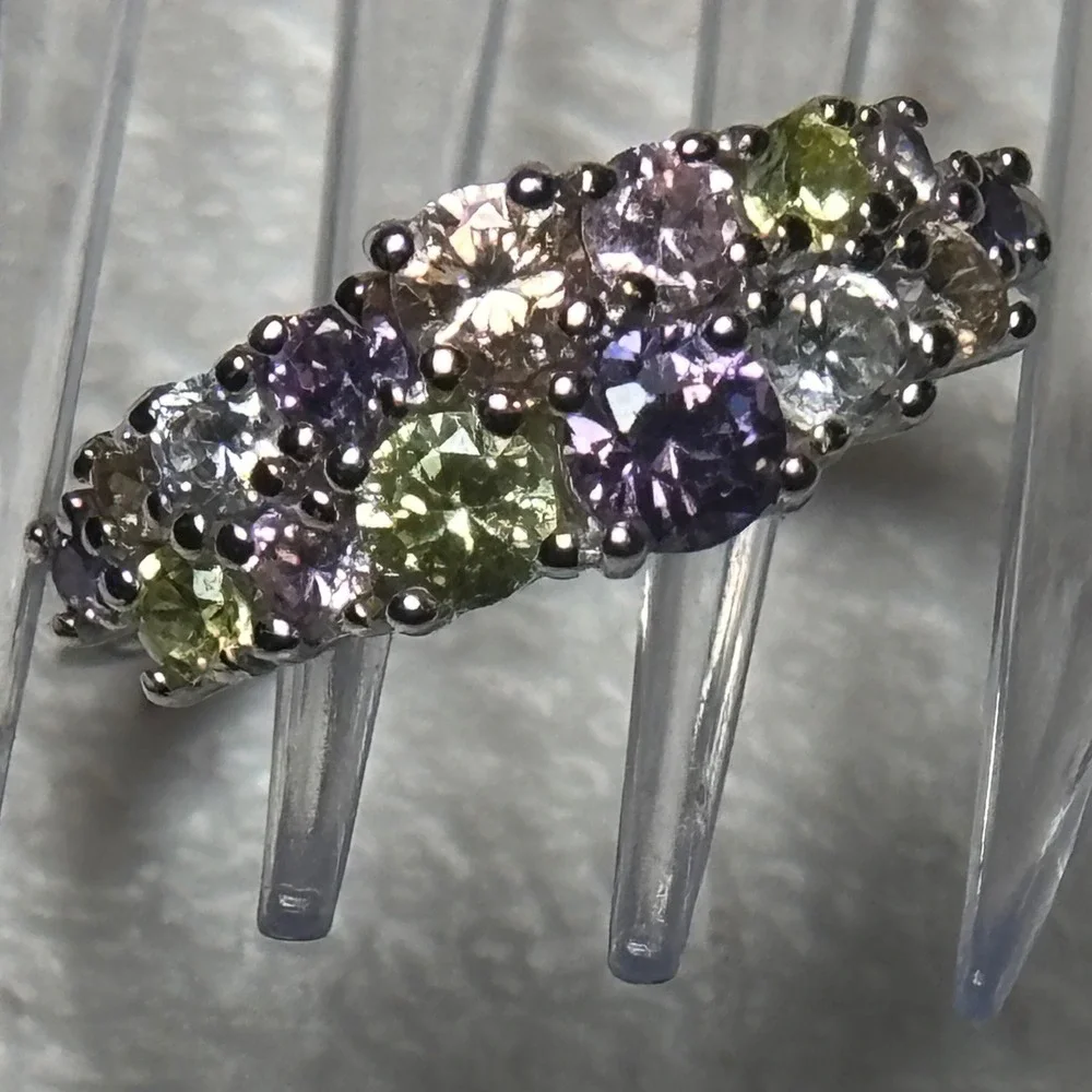 925‎ Sterling Silver Multicolor Cluster Ring Size 7